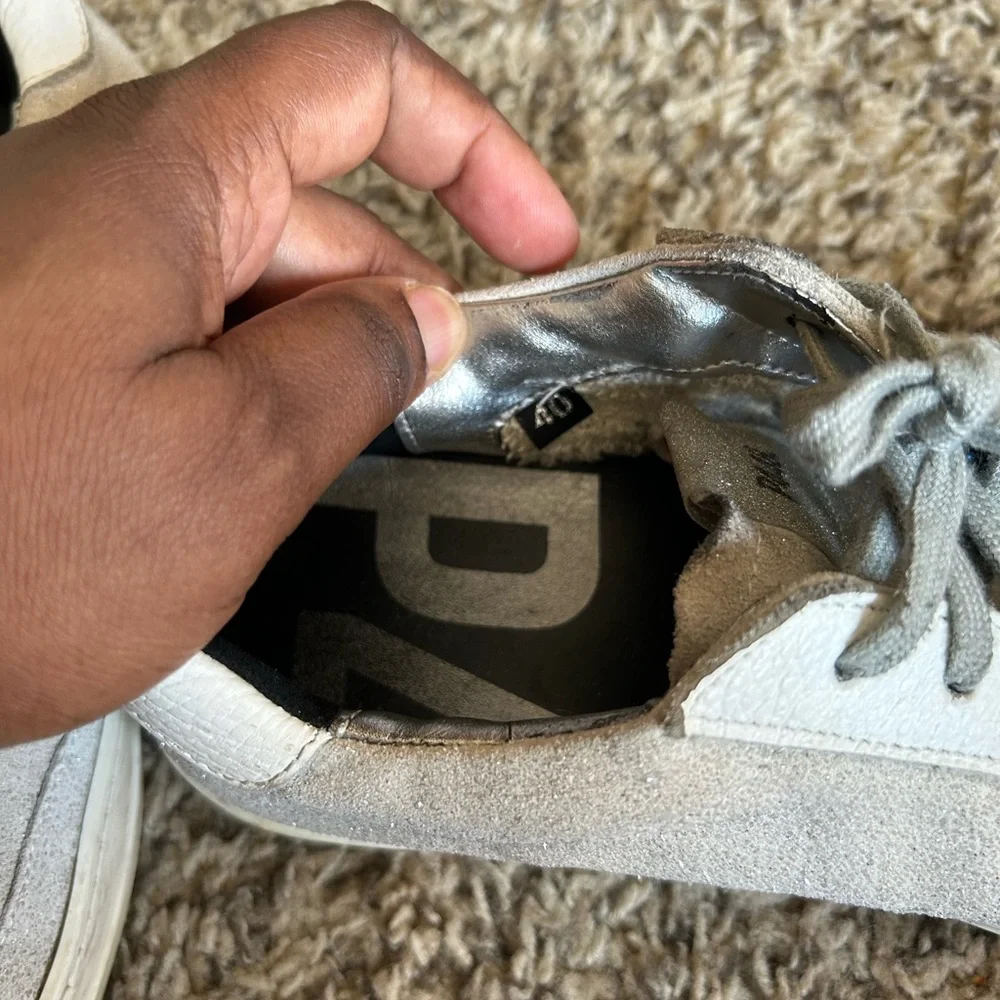 P448 Kids Silver and White Lace-Up Sneakers